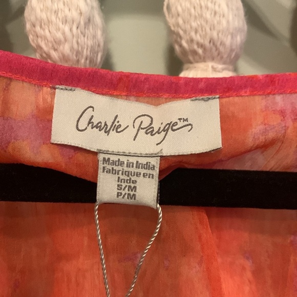 Charlie Paige Pink Orange Tie Dye Snake Print Swim Cover Poncho S/M P/M - Picture 6 of 8